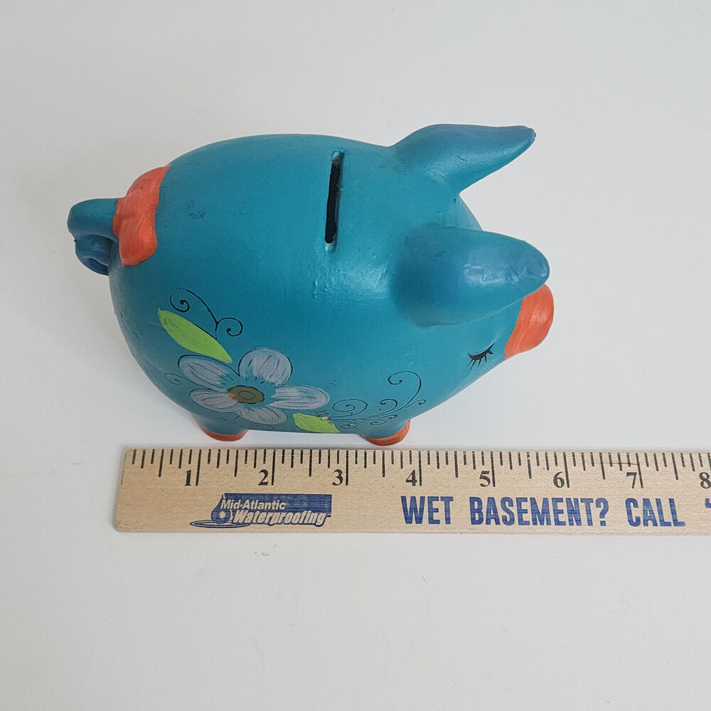 Vintage NAPCOWARE Ceramic Coin Piggy Bank w Flowers M-7139 - Picture 8 of 8